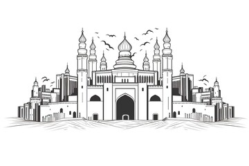 Obraz premium silhouette mosque set by vector design