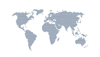 Dotted color world map vector.