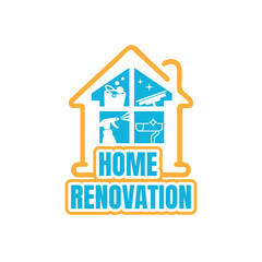 home renovation, home repair, and building concept logo design template