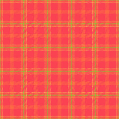 Bathroom textile fabric texture, handkerchief background pattern vector. Apartment plaid check tartan seamless in red and tomato colors.