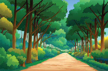 Vector Illustration of an outdoor in the jungle and natural