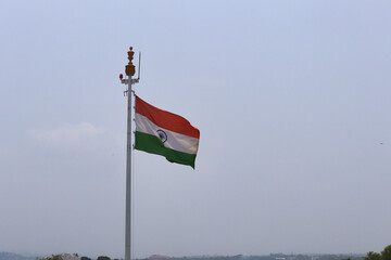The Indian flag waving proudly at Aguada Fort on Fort Aguada Road in Goa.