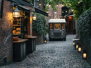 A Cozy Evening in a Cobblestone Alleyway