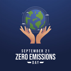 Zero Emissions Day. Flat art design. Environtment vector. Good for celebration template usage. eps 10.