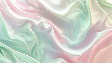 Obraz premium A captivating liquid design with smooth, flowing lines in pastel shades of light pink, mint green, and powder blue, evoking the gentle movements of water and creating a serene, tranquil atmosphere.