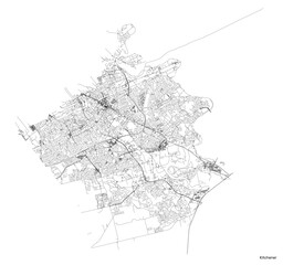 Fototapeta premium Kitchener city map with roads and streets, Canada. Vector outline illustration.
