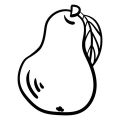 Outline pear, a simple outline fruit in a hand drawn doodle style