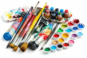 Naklejka premium Colorful Art Supplies Ready for Painting