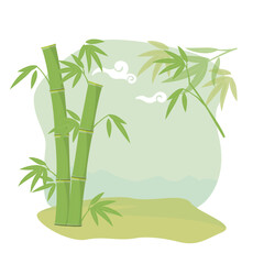 Naklejka premium Vector hand drawn green bamboo illustration