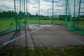 empty discus and hammer throwing ring outdoors