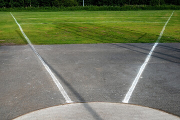 empty discus and hammer throwing ring outdoors