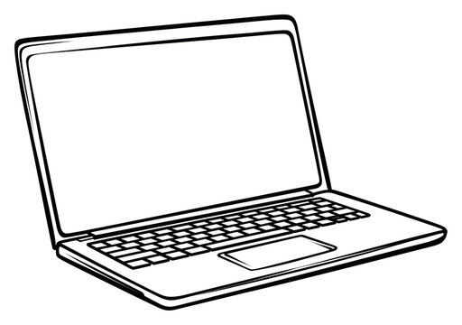 PNG Laptop computer line white background.