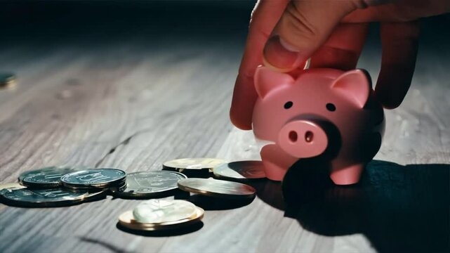 Pieces of a broken piggy bank scattered on the ground, representing financial challenges and the need for resilience.