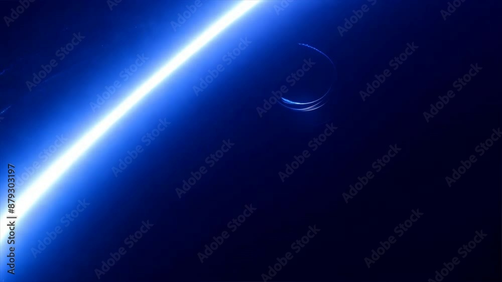 Poster abstract background with dynamic light trails forming curved lines on a dark backdrop