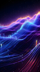 Digital color neon neural networks abstract poster mobile phone background