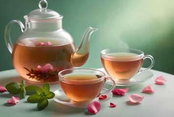 aromatic tea from rose petals in a cup