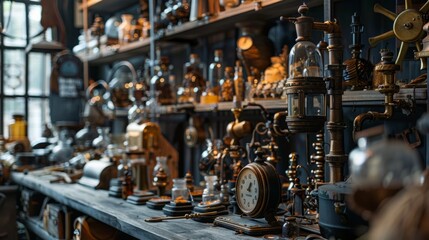 Fototapeta premium Steampunk collection of antique instruments