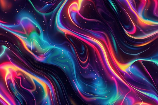 Trippy abstract illustration with holographic colors, seamless pattern