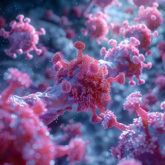 Virus cell division growth macro microscope close up