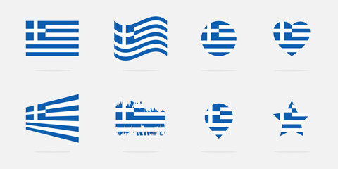 National flag of Greece. Vector icon set of Greece flag.