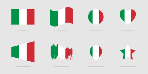 National flag of Italy. Vector icon set of Italy flag.