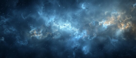 Fototapeta premium Stunning depiction of a nebula in outer space, featuring vibrant colors and ethereal light patterns against a dark cosmic backdrop.