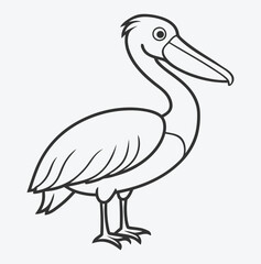 Majestic Pelican Line Art Vector Illustration for Creative Projects