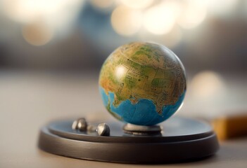 globe plane olated tranports miniature city road tree planet life styles earth concept