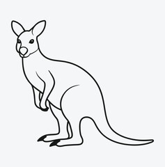 Majestic Kangaroo Line Art Vector Illustration