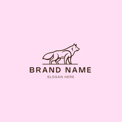 wolf line art logo template vector icon element isolated - vector illustration design