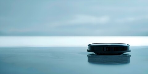 Smart Robot Vacuum Cleaner with Wireless Connectivity and Advanced HUD Data Controls. Concept Smart Home Technology, Robot Vacuums, Wireless Connectivity, Advanced HUD Controls