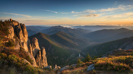Naklejka premium Sunset in the mountains