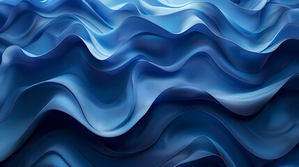 Obraz premium Abstract Waves of Satin Blue Fabric Creating a Mesmerizing Flowing Pattern