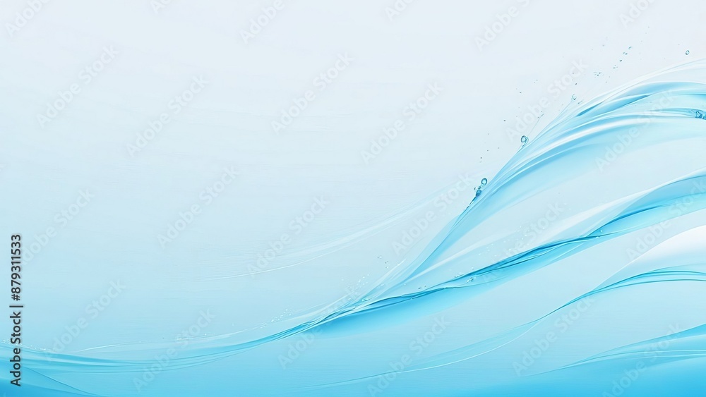 Wall mural Blue water wave on white background. Abstract background. 3d rendering