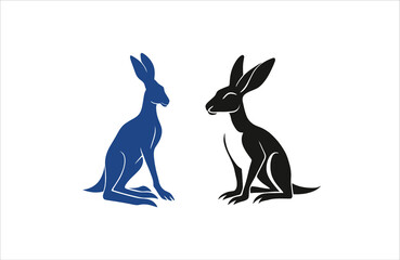Kangaroo silhouette vector outline art 