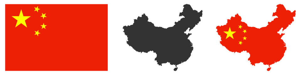 China flag and map illustration vector