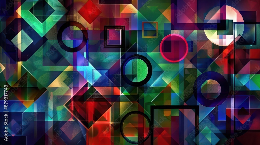 Fototapete A high-definition abstract background filled with geometric patterns enhanced by deep jewel tones. 