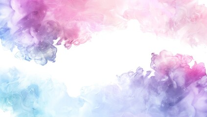 Fototapeta premium Pastel Watercolor Smoke Cloud on White Background, Abstract Artistic Design with Soft Color Gradients and Transparent Effect