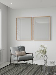 Mockup frame, poster empty in home design, modern interior design element mockup, 3d rendering.