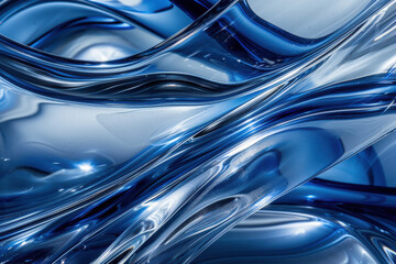 Obraz premium close up horizontal gloss flowing blue transparent wavy abstract background
