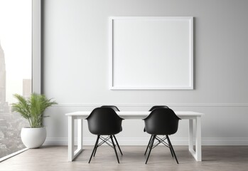 corporate branding white blank frame mockup with modern business offices reception background