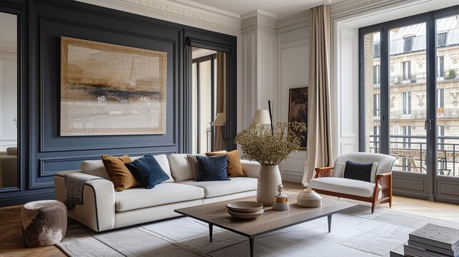 Modern Parisian Living Room with Stunning City View