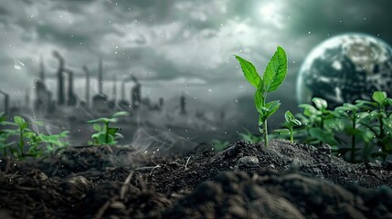Fototapeta premium Ecological economy with a focus on efficient use of resources Reducing carbon emissions Renewable energy and sustainable agriculture 