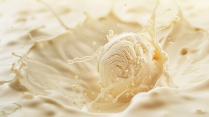 Fototapeta premium Vanilla Ice Cream Splashing in Milk