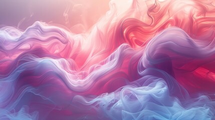 Obraz premium An elegant abstract image capturing flowing pastel waves of pink and purple blending smoothly into each other, creating a delicate and visually pleasing composition.