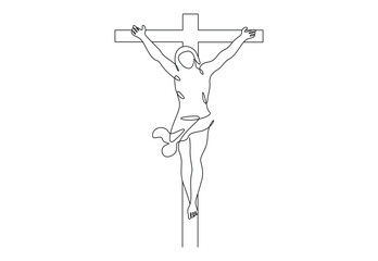 Jesus Christ continuous one line drawing vector illustration