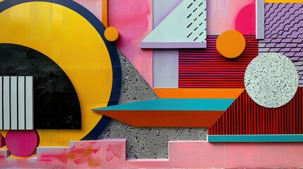 Bold geometric shapes in playful hues