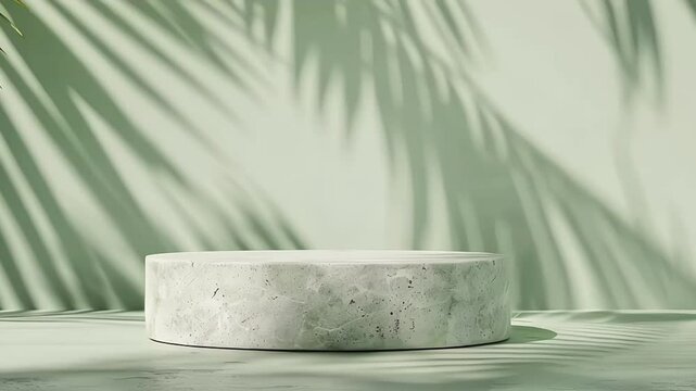 a marble podium with botanical shadow effect. Wellness and beauty