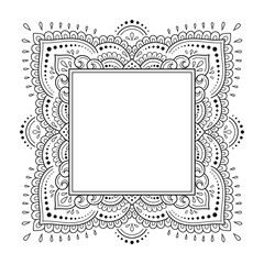 Frame in eastern tradition. Stylized with henna tattoos decorative pattern for decorating covers for book, notebook, casket, magazine, postcard and folder. Flower border in mehndi style.