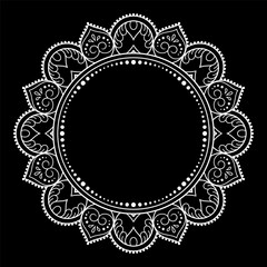 Frame in eastern tradition. Stylized with henna tattoos decorative pattern for decorating covers for book, notebook, casket, magazine, postcard and folder. Flower border in mehndi style.